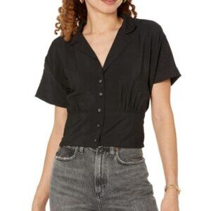 NWOT Madewell:  Banded Bottom Button-down Blouse, Size Small, Black